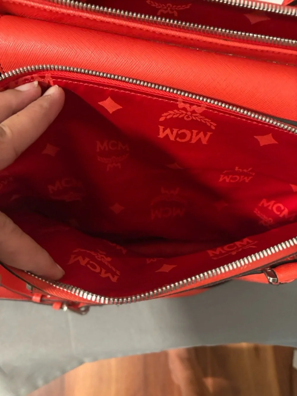 MCM CORAL ELDA Orange Reddish 2 Way Tote Bag READ DESCRIPTION - Picture 10 of 15